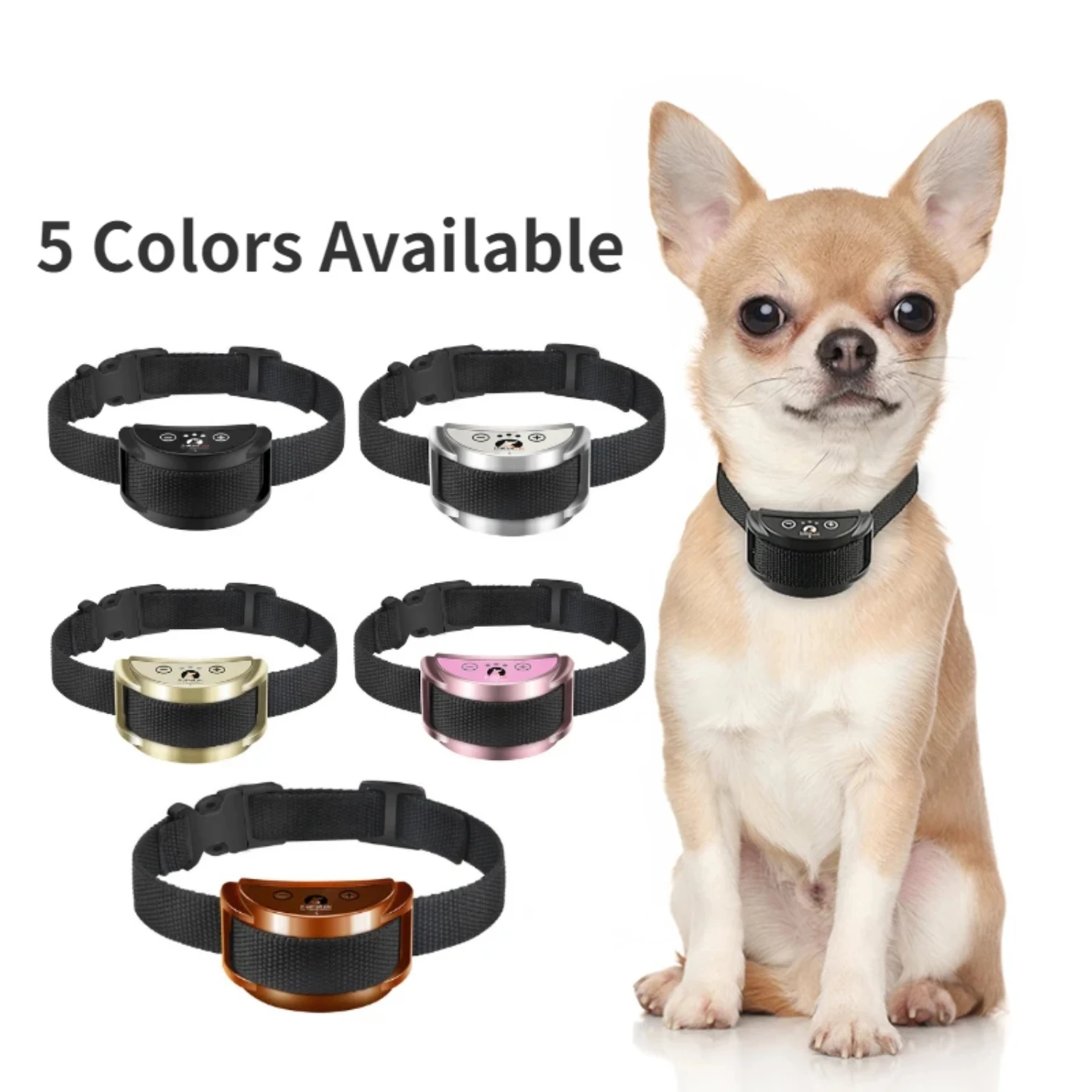 

Rechargeable Anti Bark Small Dog Training Collar, Waterproof Bark Control Collar for Pet Dogs, Ultrasonic Stop Barking Device fo