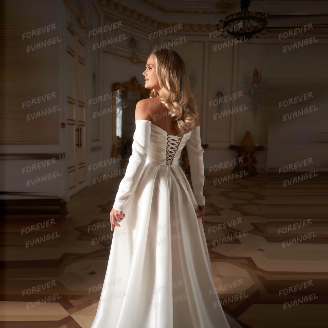 Abiti da sposa sexy semplici Una linea da donna in raso con spacco laterale alto a maniche lunghe Abiti da sposa formali 2025 Vestido De Novia personalizzato