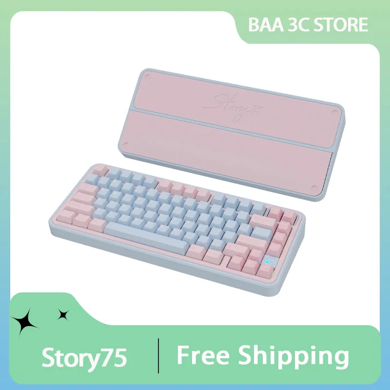 

Комплект механической клавиатуры Story75, трехрежимный алюминиевый сплав, RGB, горячая замена, индивидуальный комплект клавиатуры с раскладкой 75%, игровые клавиатуры