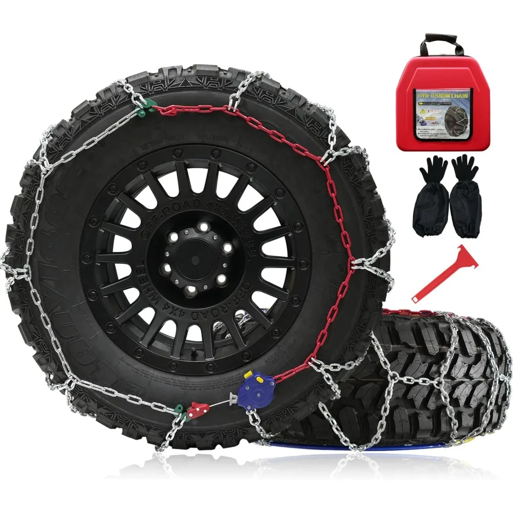 

Quick Install 12mm Heavy-Duty 2-Piece Snow Chains for Pickup Trucks with Automatic Tensioner