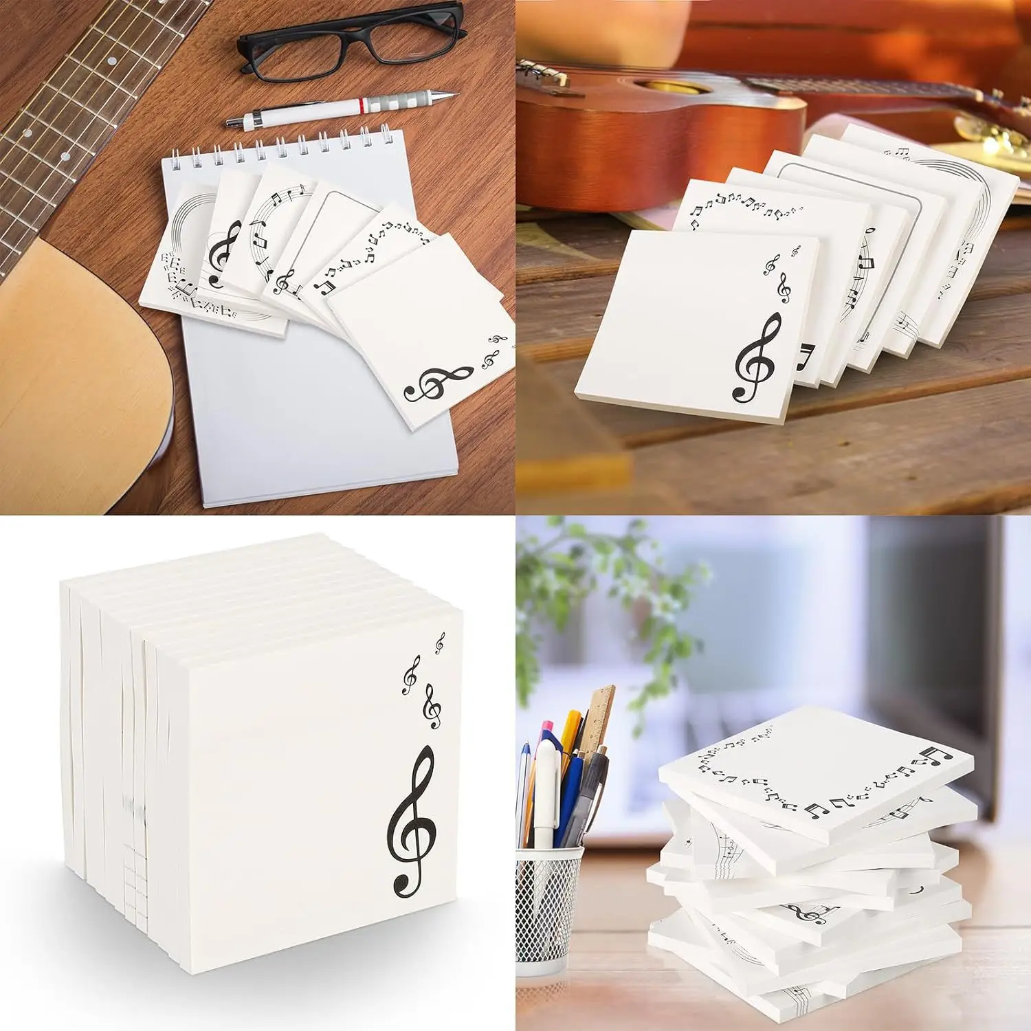 6Pcs Minimalist Sticker Cute Musical Note Sticky Notes Self adhesive N time Stickers Memo Pads School Office Stationery Supplies