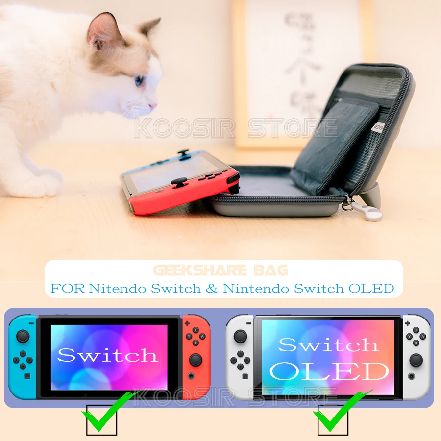 For Nintendo Switch OLED  Accessories Case Cute Cat Paw 3D Pattern Storage Hand Bag 4 Joycon Soft Shell With 10 Game Card Cover