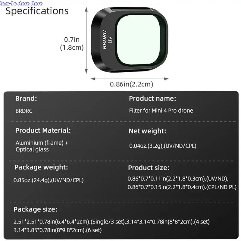 D0UA Camera Lens Filter ND32 ND16 ND8 ND64 NDPL UV CPL Filters for Mini 4