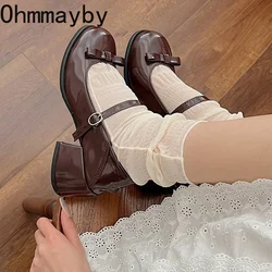 Retro Style JK Women Mary Jane Shoes Fashion Shallow Butterfly-knot Leather Shoes Autumn Ladies Dancing Party Prom Pumps