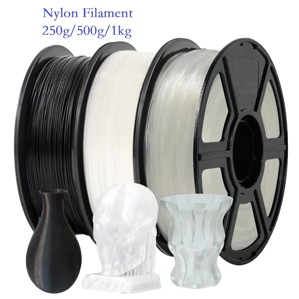 

PA Nylon Filament 1kg 500g 250g 1.75mm FDM 3D Printer Filament Nylon Black White Transparent Strong and Durable PA6 Meterial