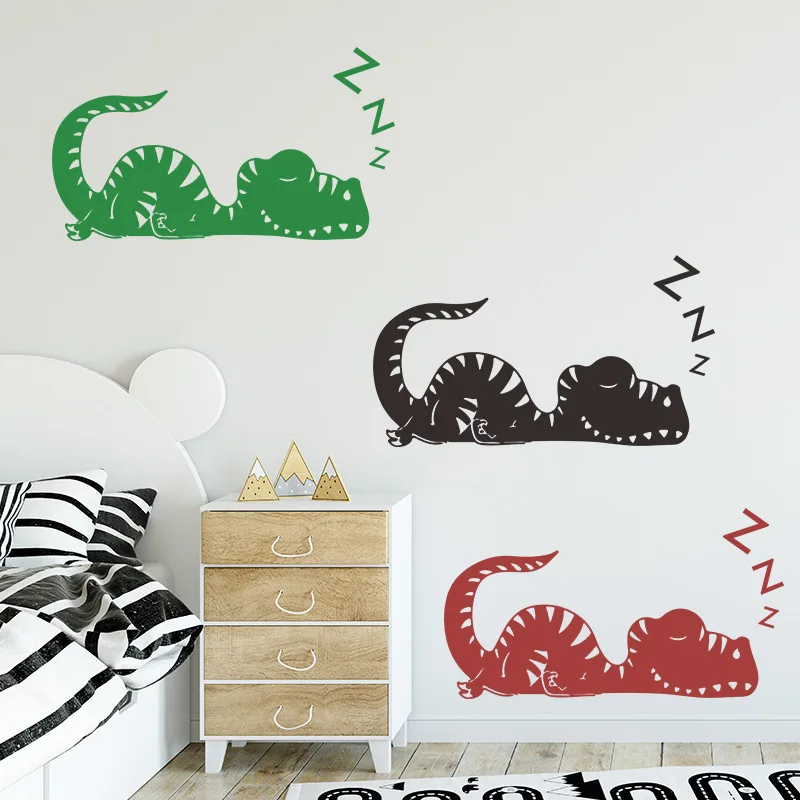 Cartoon Sleeping Dinosaur Wall Stickers For Boy Kids Room Bedroom Home Decoration Removable Sticker Beautify Bedside Wallpaper