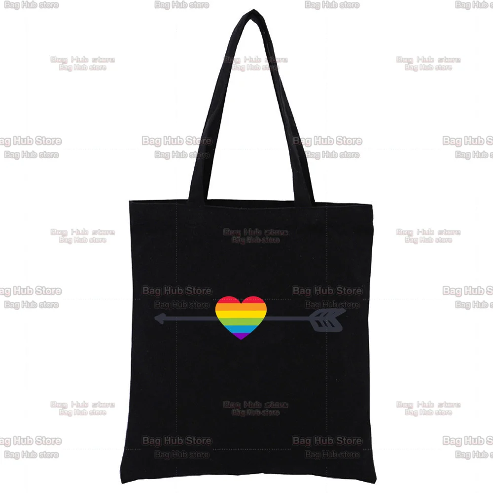 Lgbt Harajuku Stijl Print Dames Casual Schouder Zwarte Draagtas Bedrukt Canvas Vrouwelijke Tas Handtas