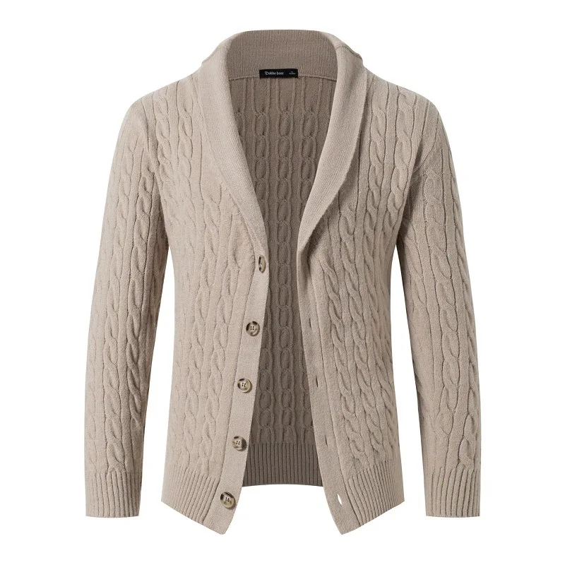 Autunno Inverno Nuovo maglione da uomo Cardigan ispessito a maniche lunghe con risvolto monopetto lavorato a trecce stile US EU