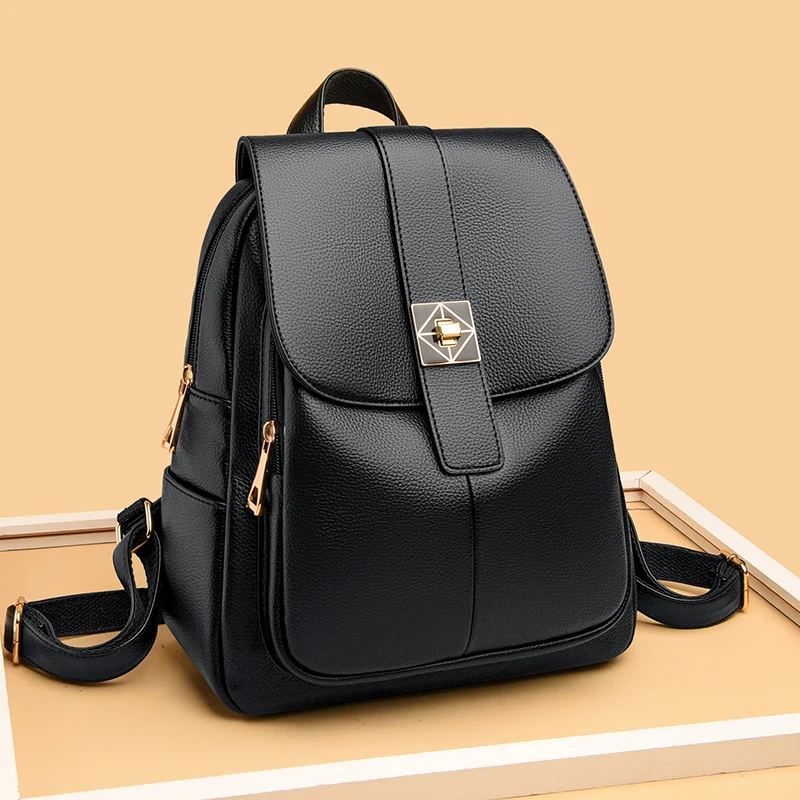 Luxury Designer Women Backpack Female High Quality PU Leather School Backpack Multifunction Backpacks for Ladies Bagpack Mochila