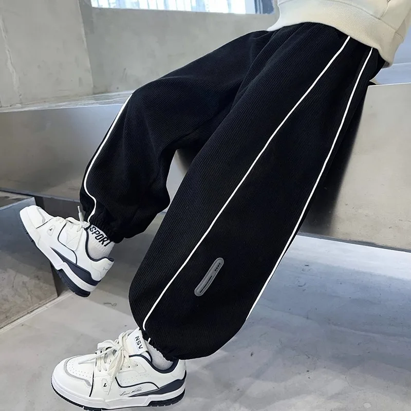 

High Quality Boys Causal Pants Kids Trousers Cool Sports Pants 110-170 Black Soft Trousers for Children Spring Kids Clothing