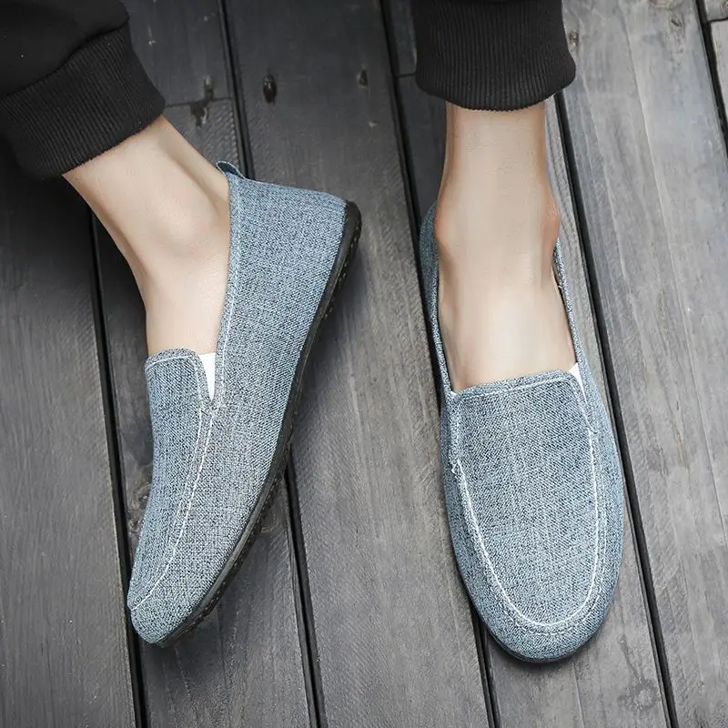 

Повседневная мужская обувь, синие однотонные парусиновые эспадрильи в корейском стиле, кроссовки, мягкие тенденции, 2025 г., дешевая мужская обувь Liquidation Trend