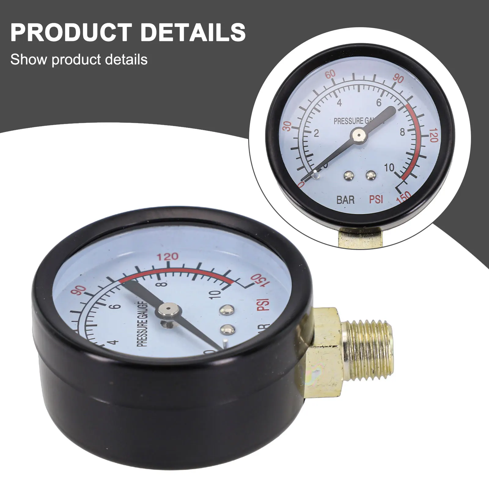 For Air Compressor 0-230PSI Gauge Pool Filter Pressure Gauge Sturdy Construction Accurate Measurement Black+Gold Color