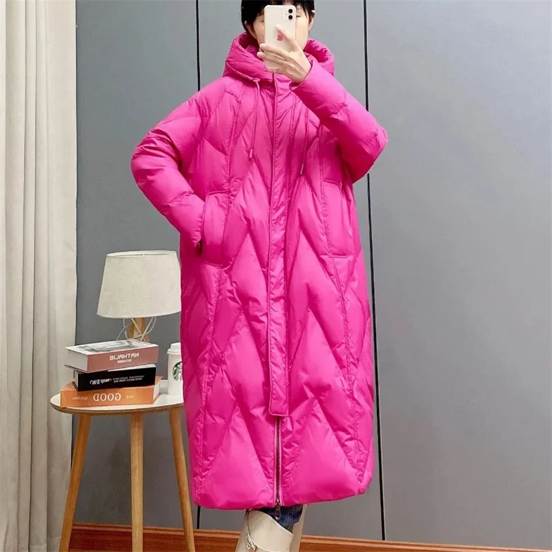 2025New Women Down Cotton Coat Winter Jacket Female Loose Parkas Long Hooded Outwear Warm Thick Snow Wear Cotton Overcoat Female