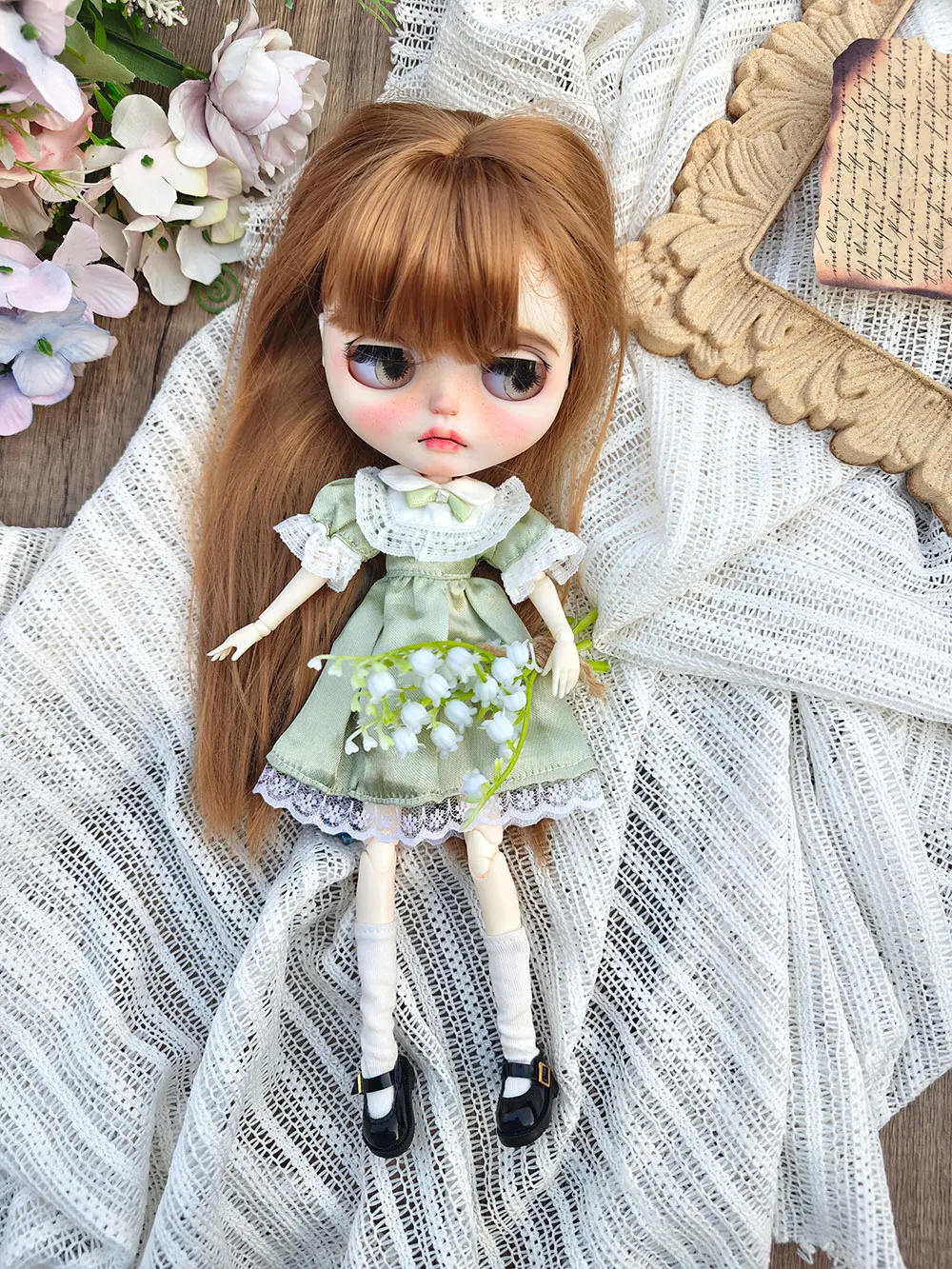 Blythe Doll Clothes Classic light green princess dress Handmade OB22 OB24 AZONE Doll Clothes Accessories blythe clothes
