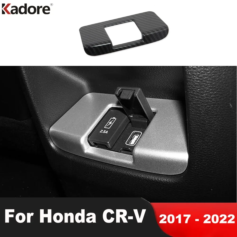 

Car Rear Cigarette Lighter USB Charger Port Panel Cover Trim For Honda CRV CR-V 2017-2020 2021 2022 Matte Interior Accessories