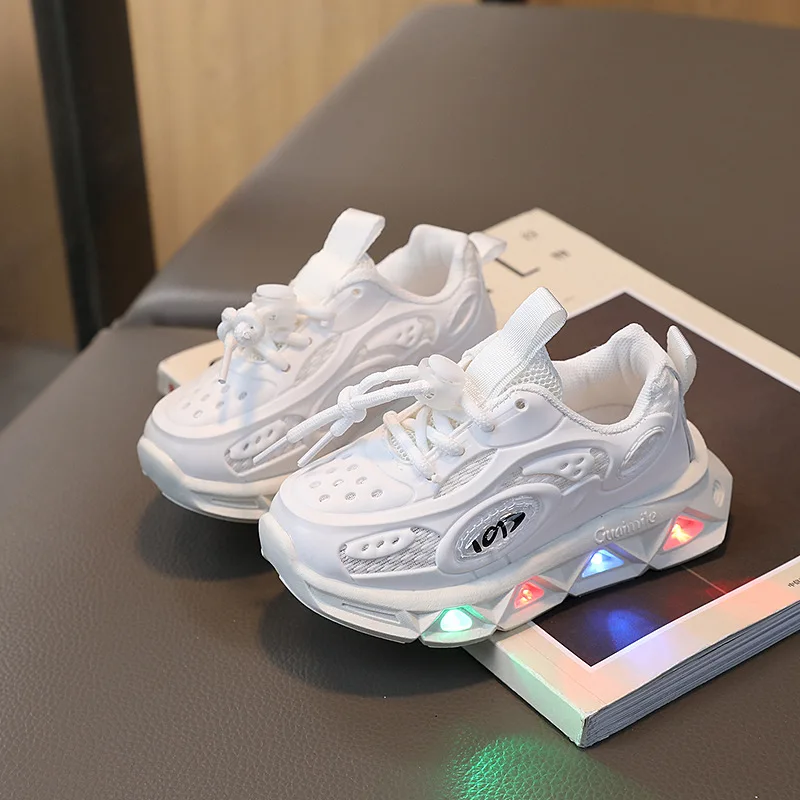 New LED Children Glowing Shoes Baby Luminous Sneakers Boys Lighting Running Shoes Kids Breathable Mesh Sneakers Size 21-30