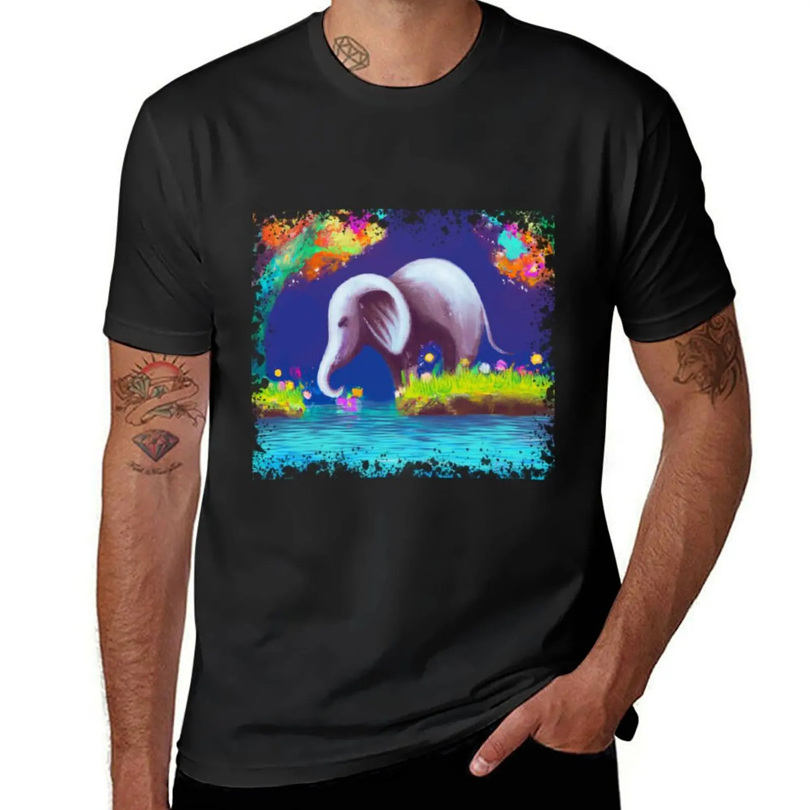 

Elephant on Riverbank T-Shirt Aesthetic clothing shirts graphic tees mens t shirts pack