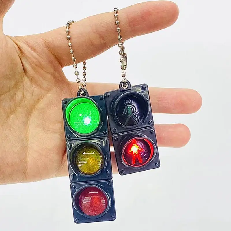 Creative Keychain Charm Traffic Light/Pedestrian Light Car Keychains Car Keyring Key Holder With Led Lighting For Adults Kids