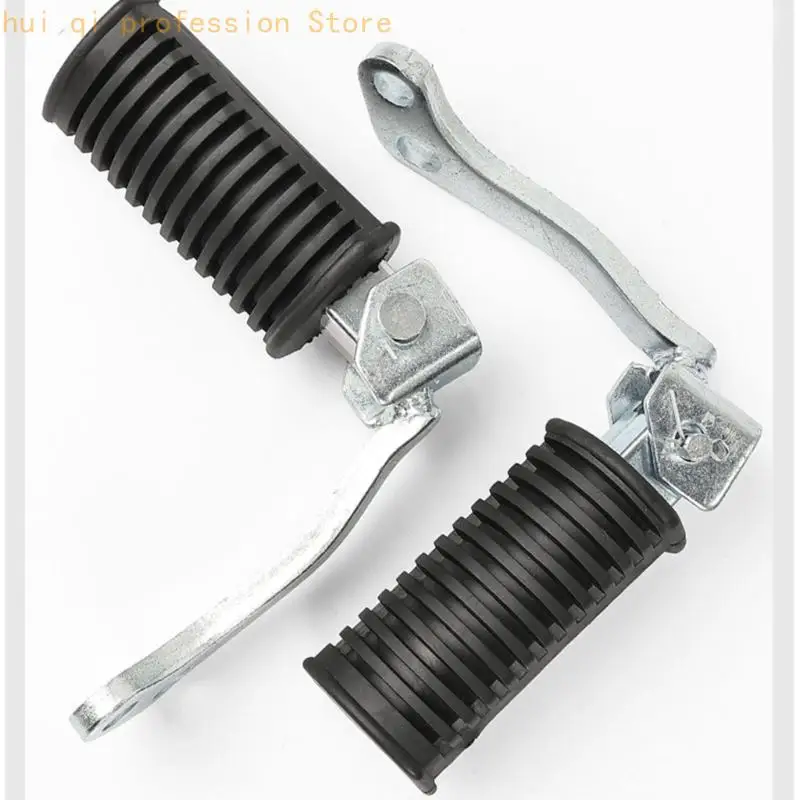 Motorrad-Wartungs-Fußrastenpaar, schwarze gerippte Gummipolster und Metallhalterungsbaugruppen für GN125-Ersatz vorne. – Detail 3