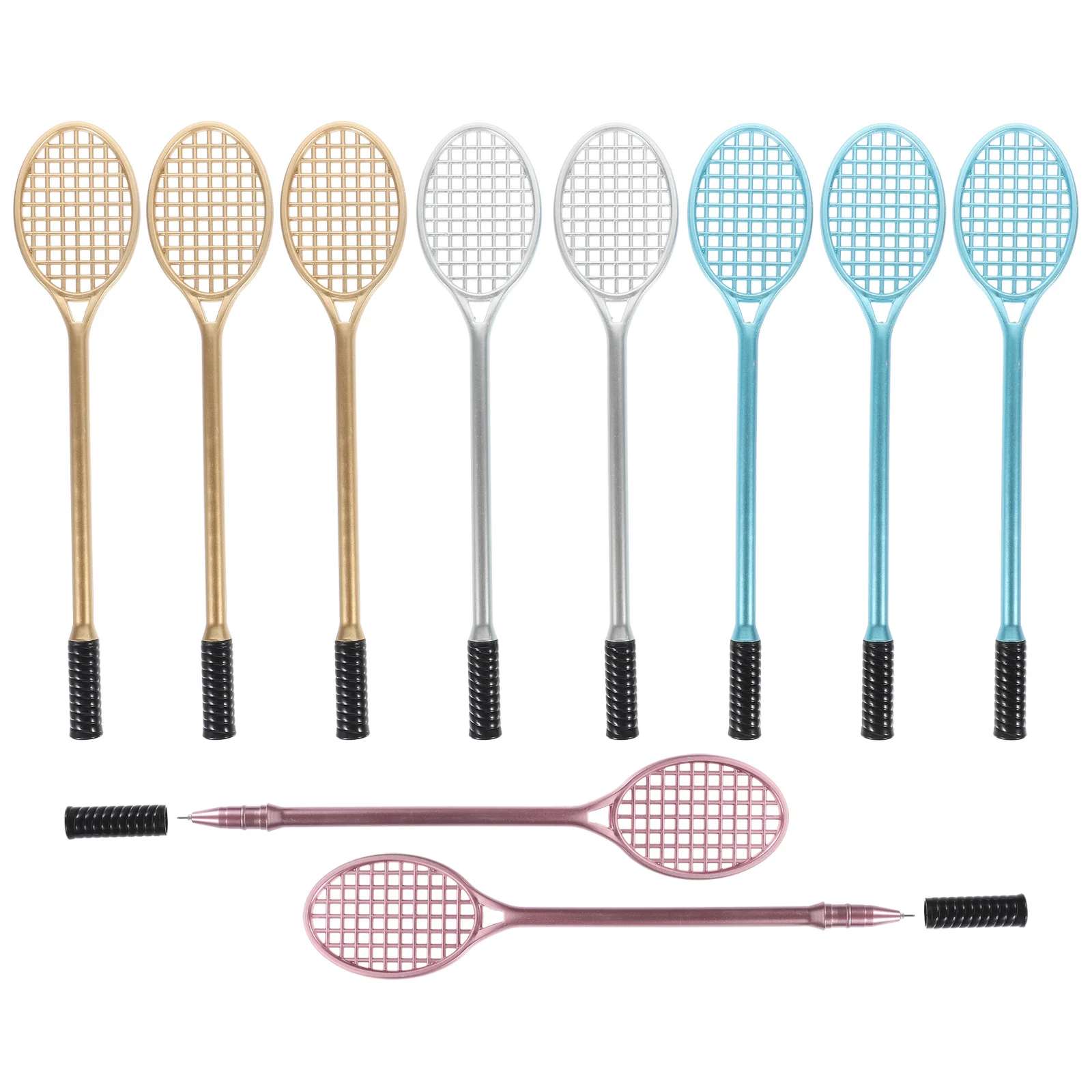 10pcs Badminton Racket Pen Gel Ink For Kids Student Stationery Writing Pens Portable Smooth Writing Pens Mixed Color