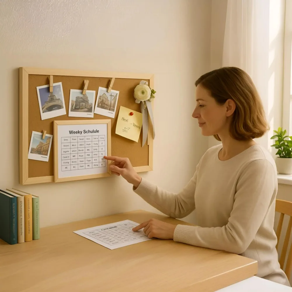 

Cork Bulletin Board with Frame for Wall Message Display Home Office School Push Pins Included Natural Notice Board Organizer