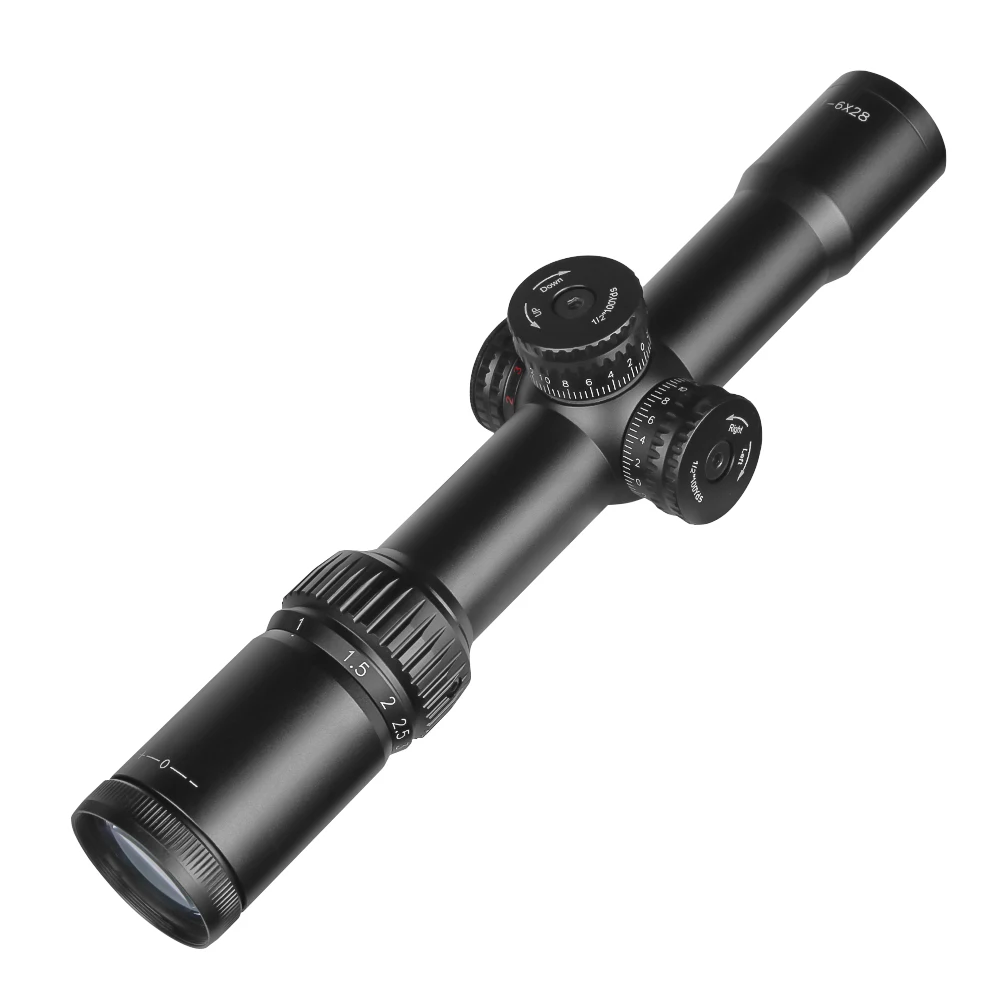 SPINA OPTICS HD 1-6X28 LPVO Tactical Compact Wide Angle Mid Dot Dual Purpose Red Dot Glass Etched Reticle Scope 22LR.223.308