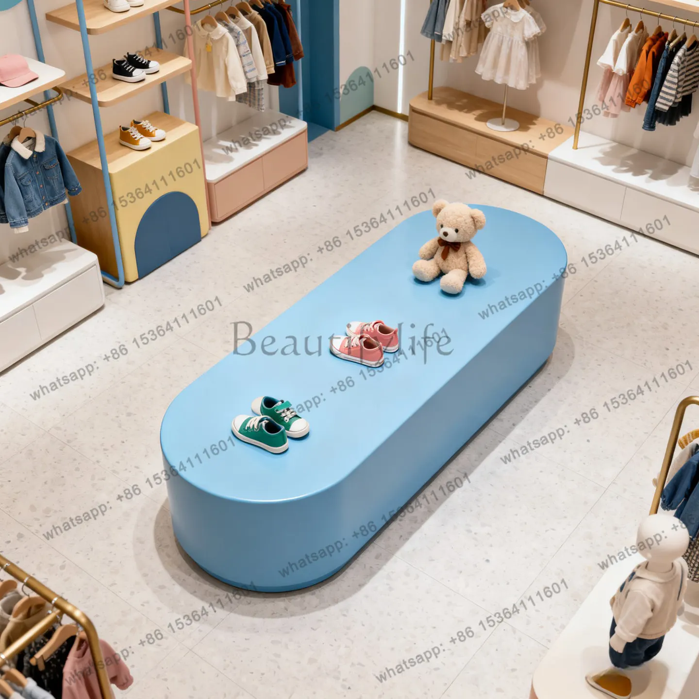 Clothing store Nakajima storage display middle water table shoe bag display cabinet