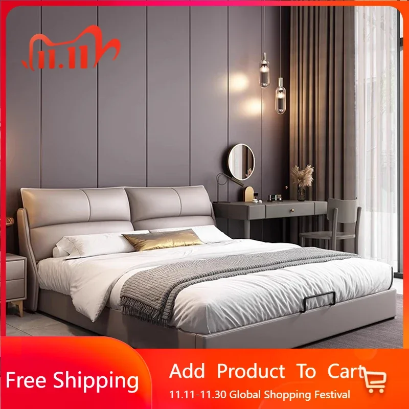 

Princess Leather Bed Portable Sleeping Platform Travel Sun Bed Queen Modern Girls Design Bedroom Cama Lounge Suite Furniture