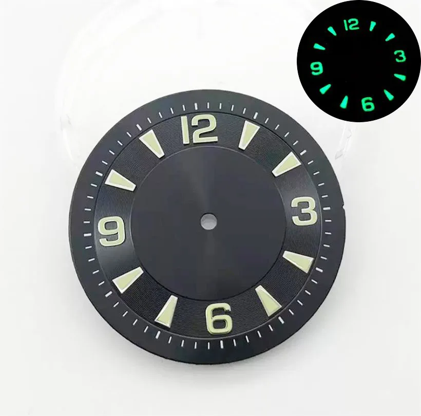33.6mm Dial Watch Accessories Night Light Black Blue Dial Suitable For ETA 2836 Miyota82 Series Mechanical Movement