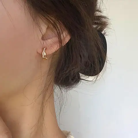 여성용 14K 리얼 골드 크로스 프리틸라리아 쉘 후프 귀걸이, 고품질 한국 고급 주얼리, S925 실버 바늘 선물