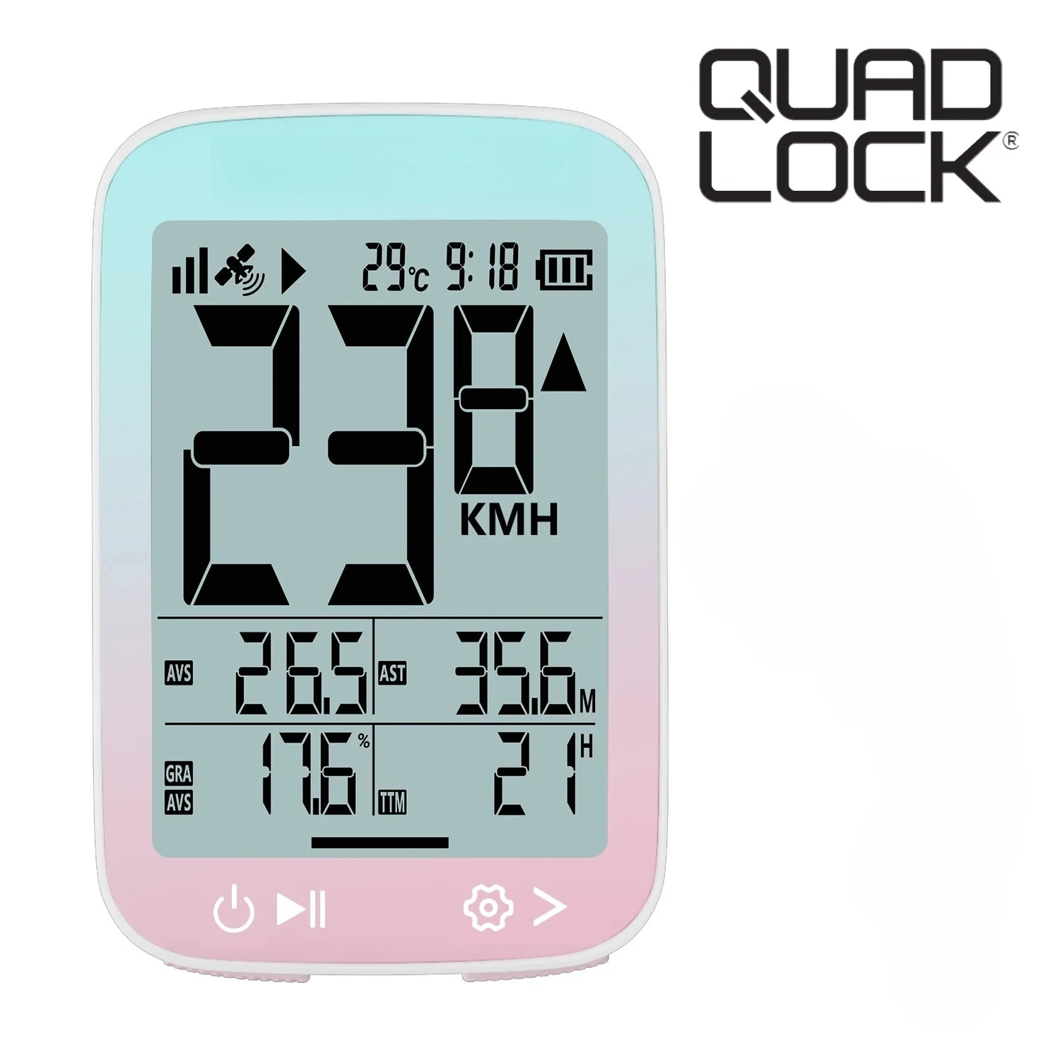 

QUAD LOCK Wireless GPS Bicycle Odometer MPH KM/H Bike Speedometer Cycling Odometer Tracker LCD Display with Backlight