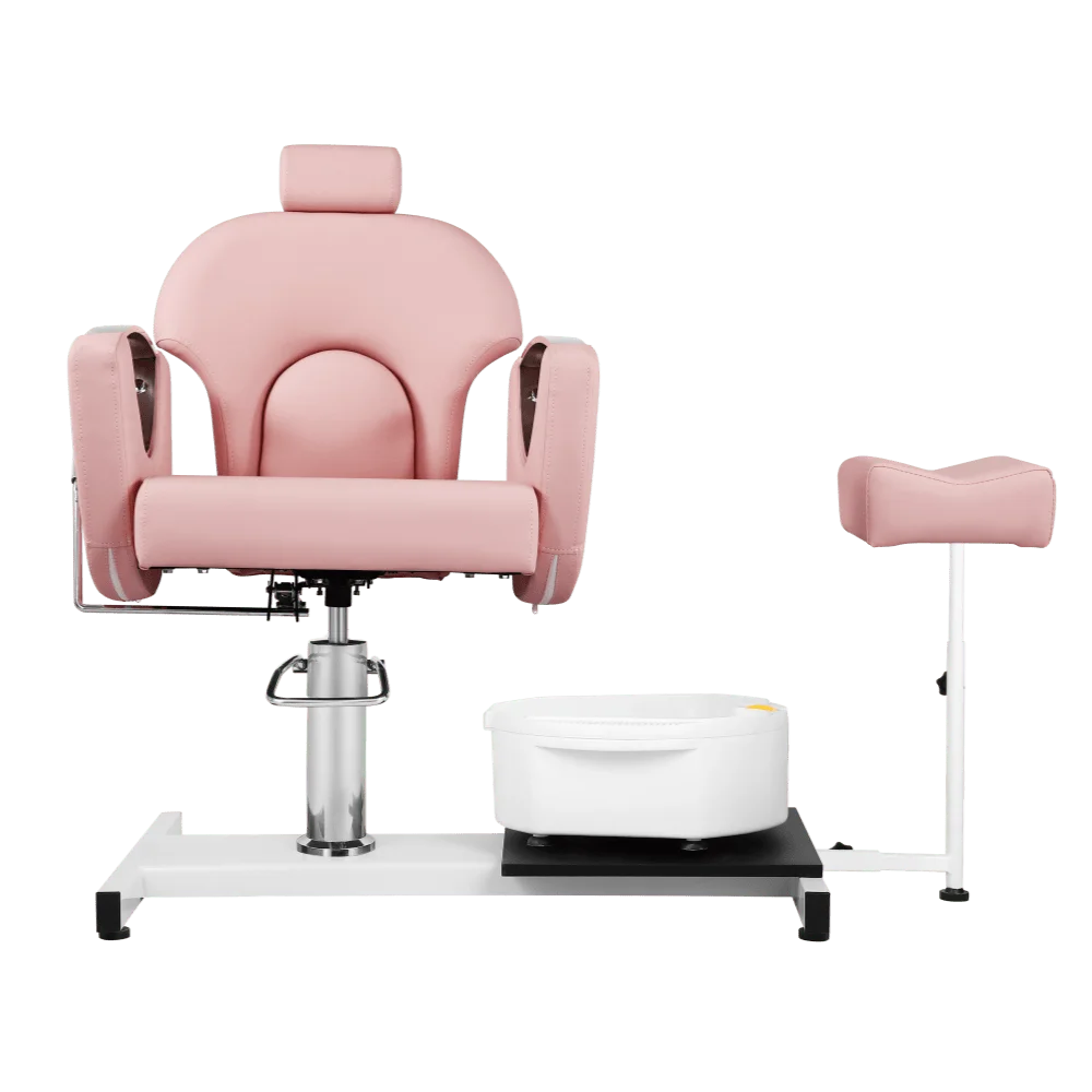 Pink Hydraulic Gynecology Examination Chair with Foot Bath, Adjustable Salon Beauty Chair for Spa Clinic