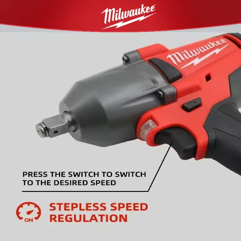 

M18 Milwaukee BIW12/2659 Impact Wrench M18 Compact 1/2" Cordless 1300NM 4-Pole Motor Electric Wrench 18V Lithium Power Tools