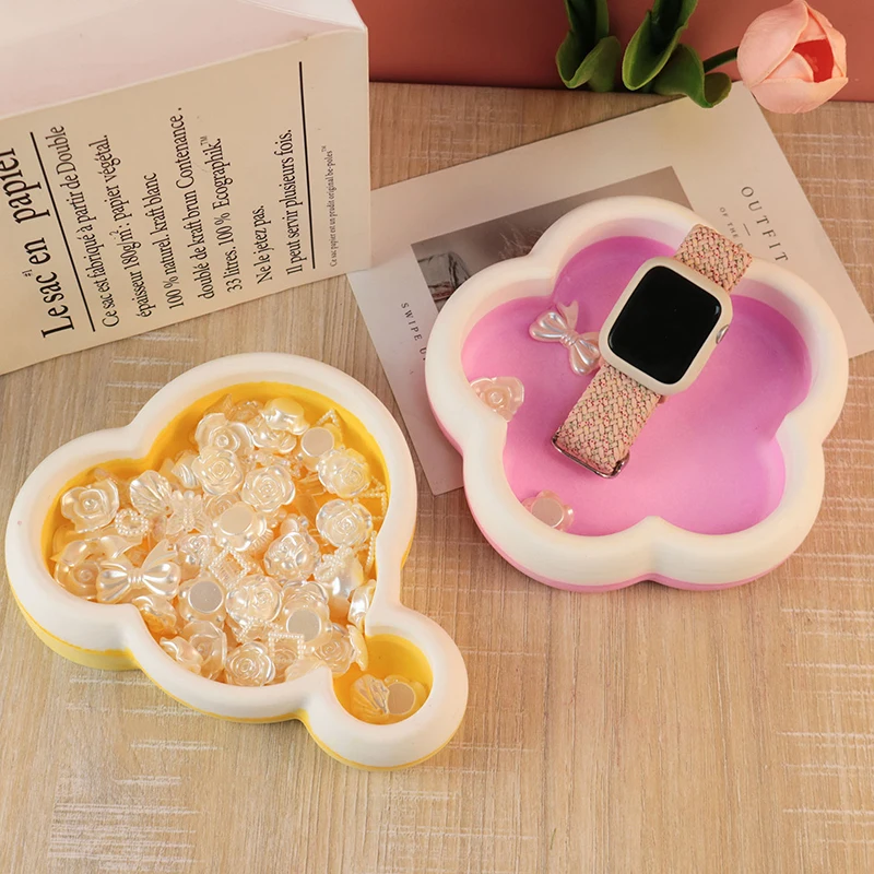 2 Styles Storage Dish Epoxy Resin Mold DIY Cloud Plum Blossom Shape Jewelry Display Storage Supplies Dish Gift Casting Mold