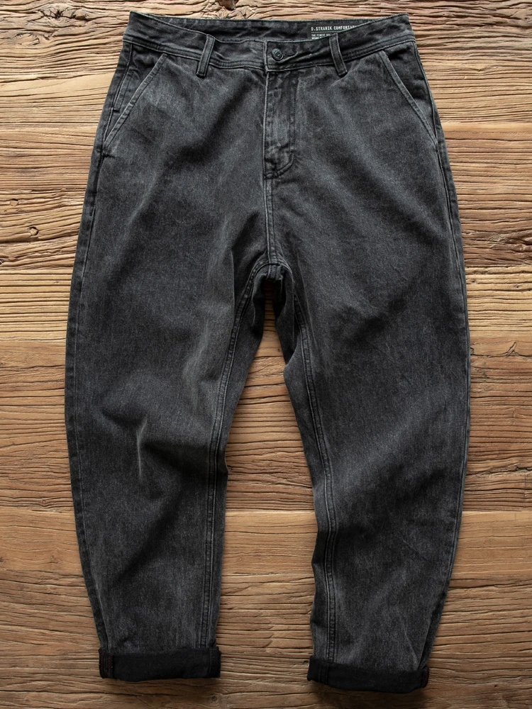

Men's Straight Leg Loose Fit Denim Jeans Heavyweight Pure Cotton Waed Bla Casual Trousers Trendy Autumn Winter Wear
