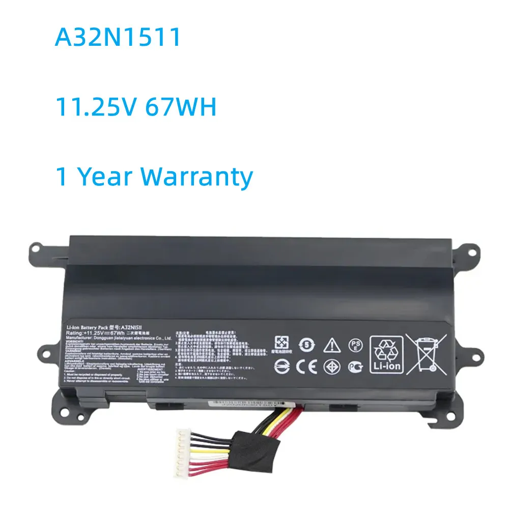 

NEW 11.25V 67wh A32N1511 A32LM9H Laptop Battery For Asus ROG G752 G752VL G752VT G752VM G752VT G752VY 0B110