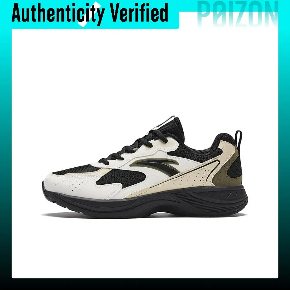 Anta Abrasion Resistant Low top Casual Running Shoes Women's Black White Green 922345595-2