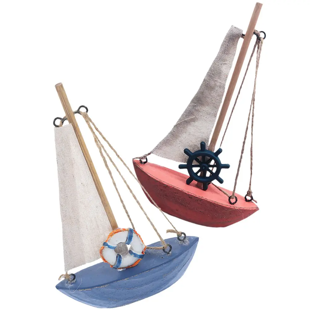 

2 шт. Декоративные деревянные парусники в средиземноморском стиле, морские настольные украшения, декор в прибрежном стиле для дома, офиса, вечеринок
