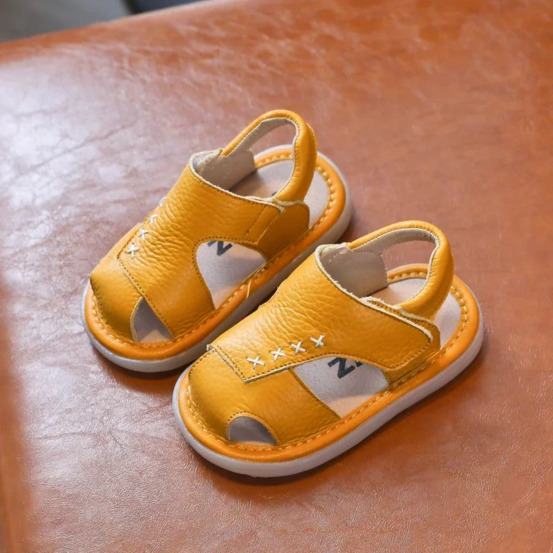 Baby Girls Boys Genuine Leather Sandals Summer Children Beach Shoes Toddler Kids Non-slip Soft Sole Lightweight Infant Shoes