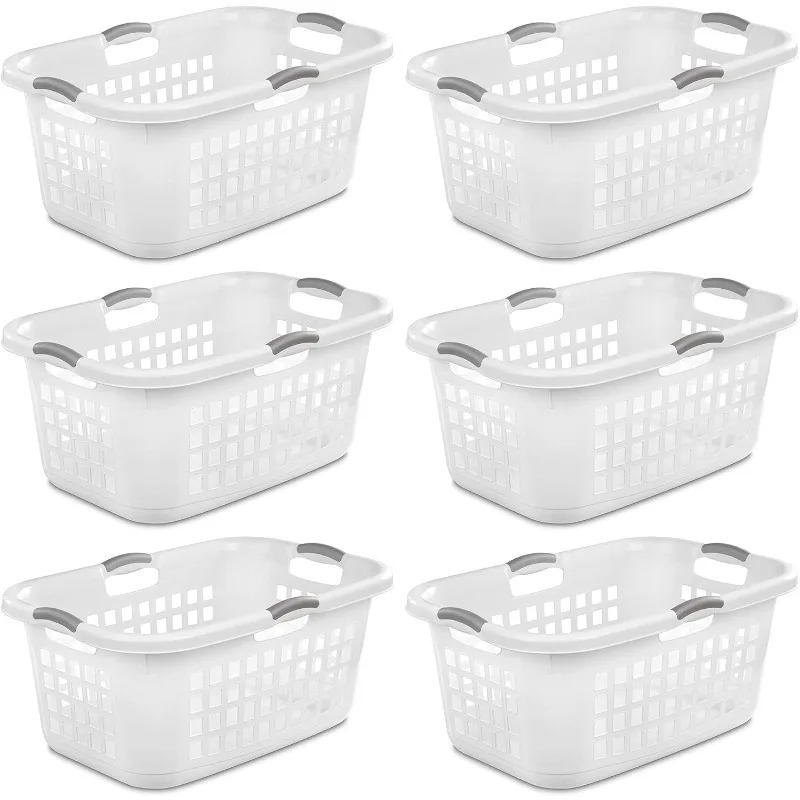 

2 Bushel Ultra Laundry Basket, Large, Plastic with Comfort Handles for 6-Pack