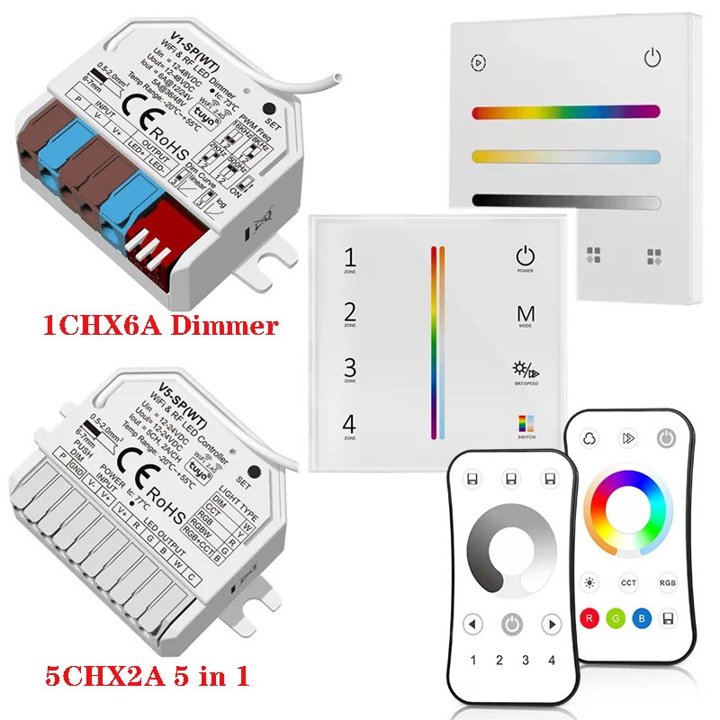 

Skydance 5CH*2A 12-24VDC WiFi & RF CV Controller V5-SP(WT) (Tuya App) /1CH*6A 12-48VDC WiFi Controller V1-SP(WT) (Tuya App)