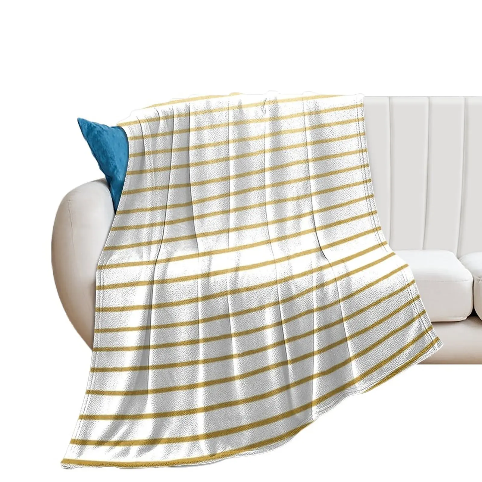 Gold Parisian Stripe Pattern Throw Blanket Softest Travel Blankets