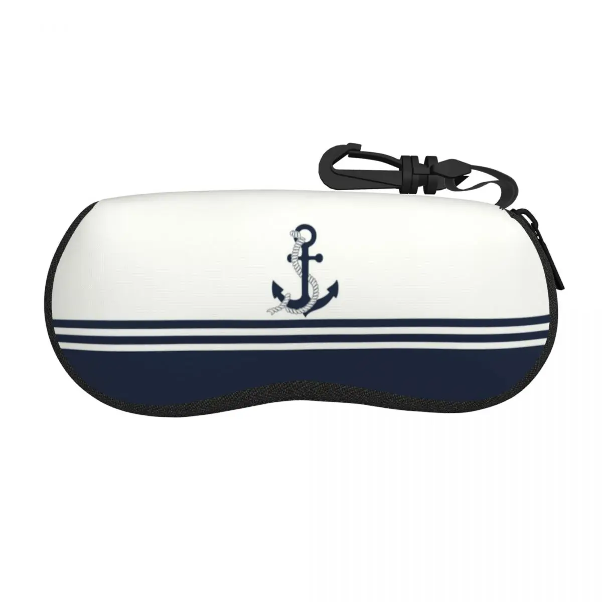 Custom Navy Blue Stripe Nautical Anchor Boat Sunglasses Soft Case Neoprene Zipper Shell Eyeglass Case Protective Box For Glasses