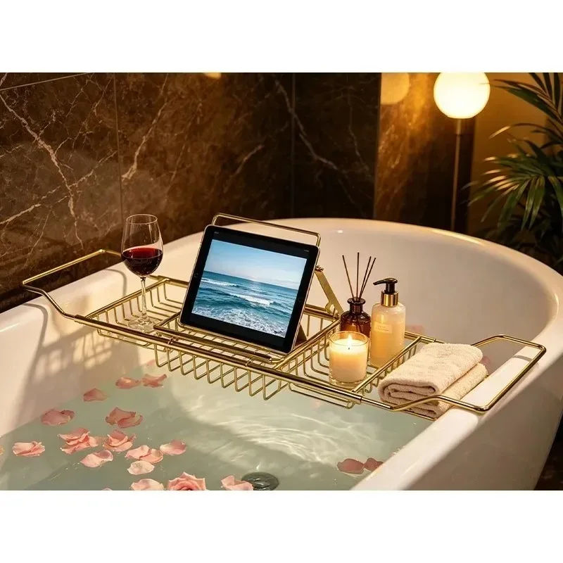 Bathtub rack, retractable multi-function storage rack, bathtub support tool