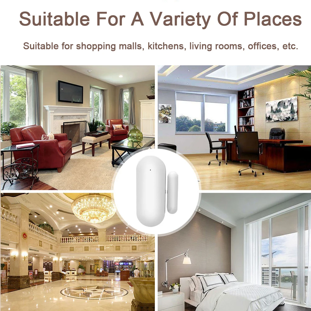 Tuya Smart WiFi / Zigbee Wireless Door Window Sensor Smartlife APP Remote Detectors Alarm Compatible With Google Home Alexa