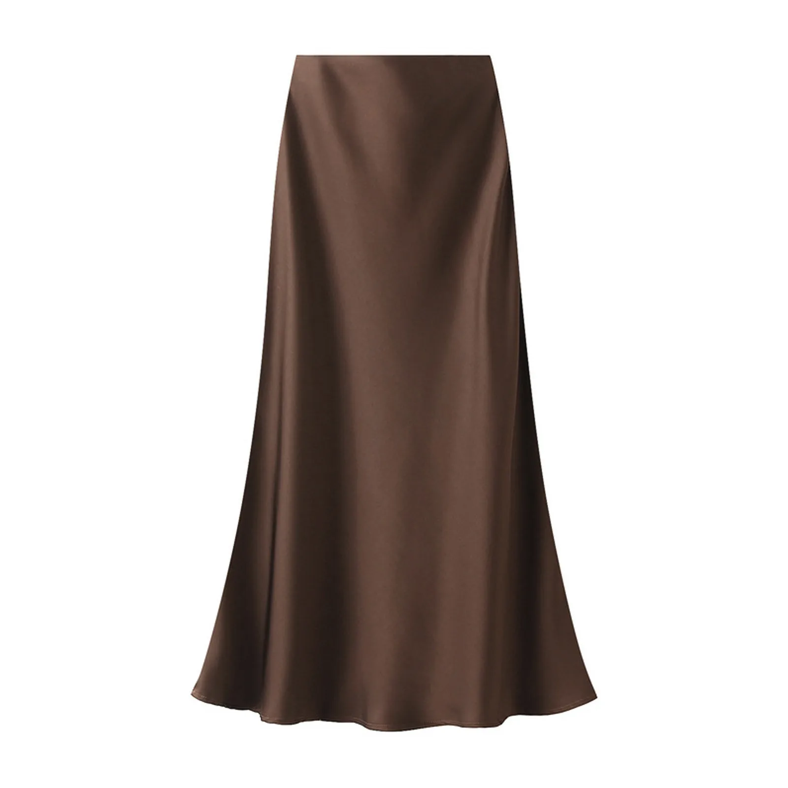 

High Waist Women Satin Skirt Solid Color Zipper Elegant Skirt A Line Women's Skirts Clothing Casual High Street Lady Skirts