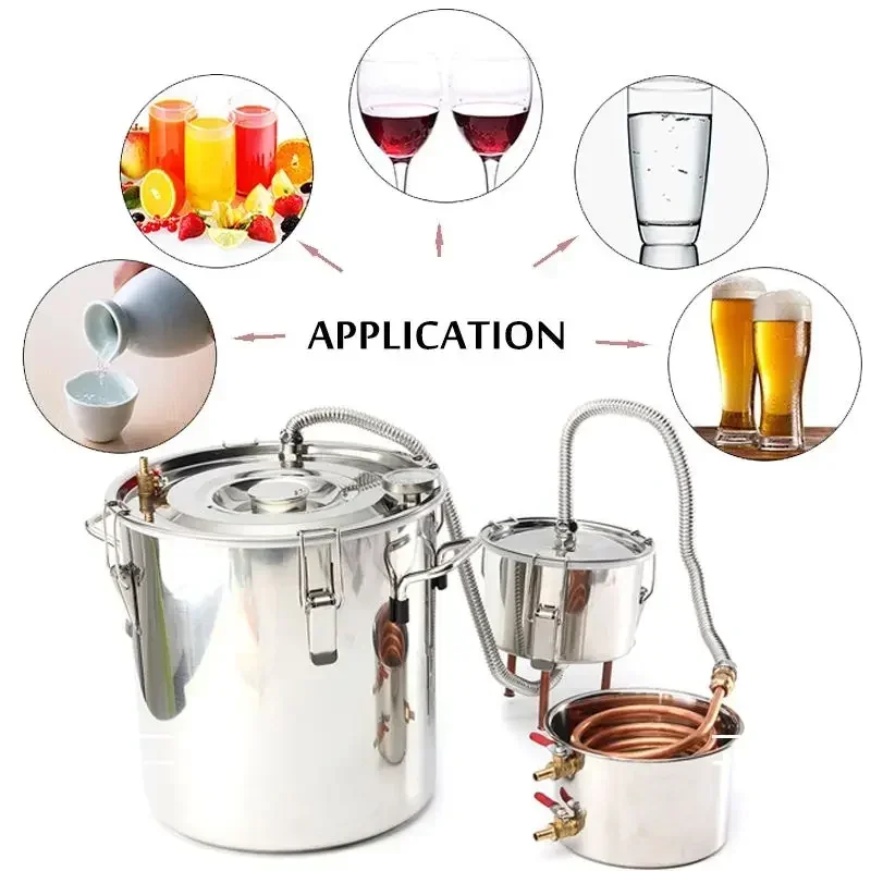 20L 5Gal Efficient Distiller Alambic Moonshine Alcohol Still Stainless Copper DIY Brew Water Wine Essential Oil Brewing Kit