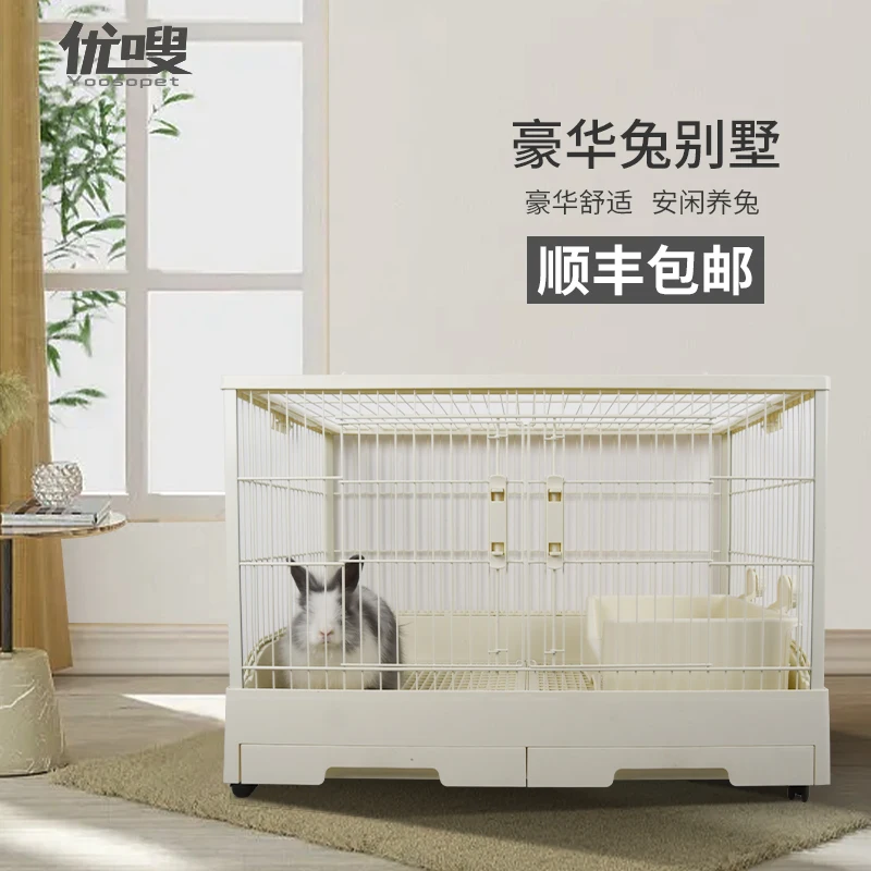 Rabbit Cage Deluxe Viewing Double Drawer Large Rabbit Cage Rabbit Supplies Pet Guinea Pig House Guinea Pig