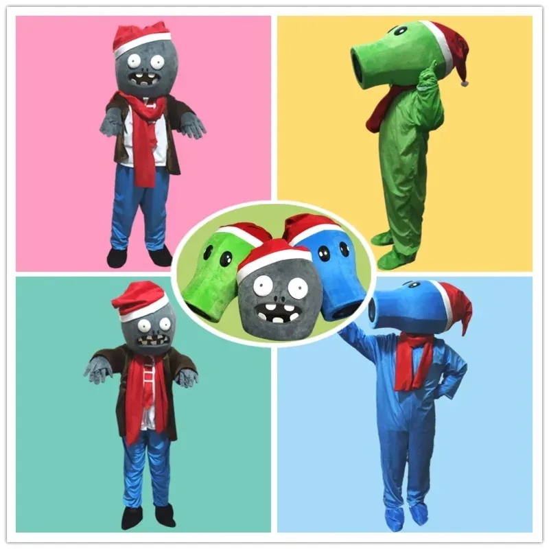 Game Plants vs. Zombie Headgear Hats Cosplay Costume Adult And Child Zombie Sunflower And Pea Shooter Costume Suit For Halloween