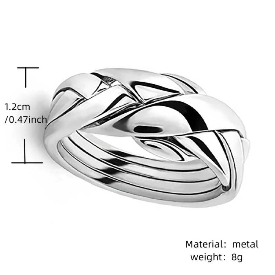 A silver-plated woven line ring alloy fashion men's and women's holiday engagement ring gift